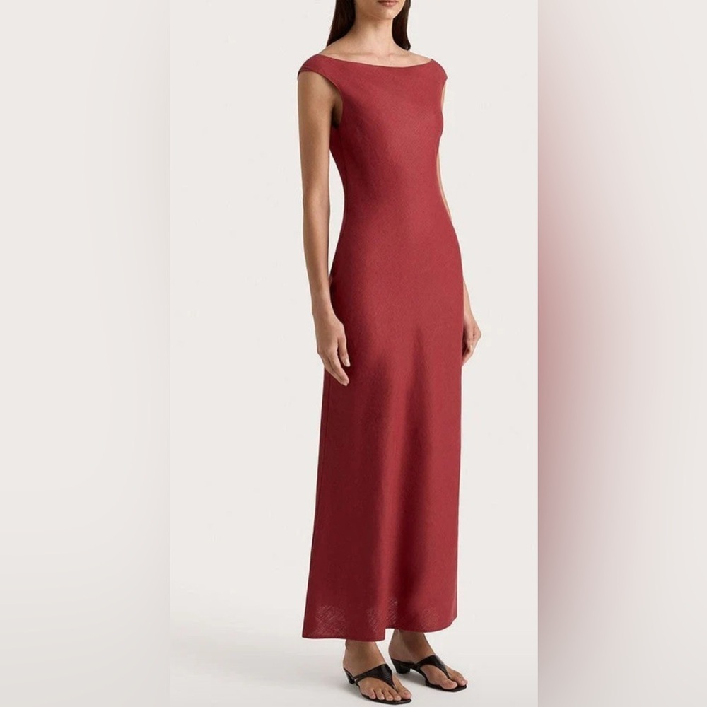 FAITHFULL The Brand Ilride Midi Dress in Wine – Size US 6 (M)
